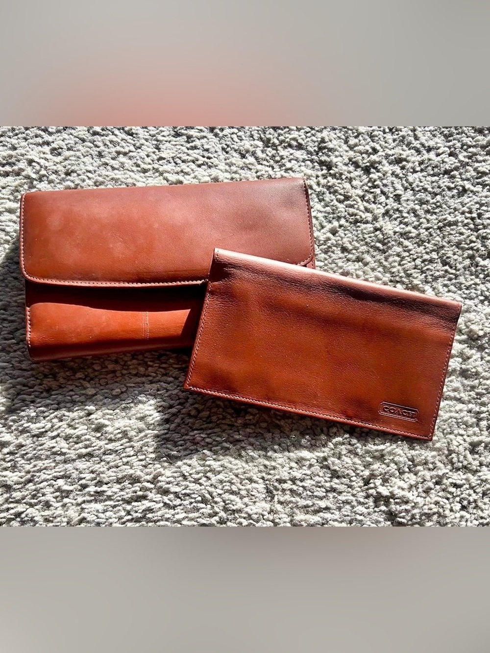 Rare 1980s-90s Coach Brown Leather Wallet Set